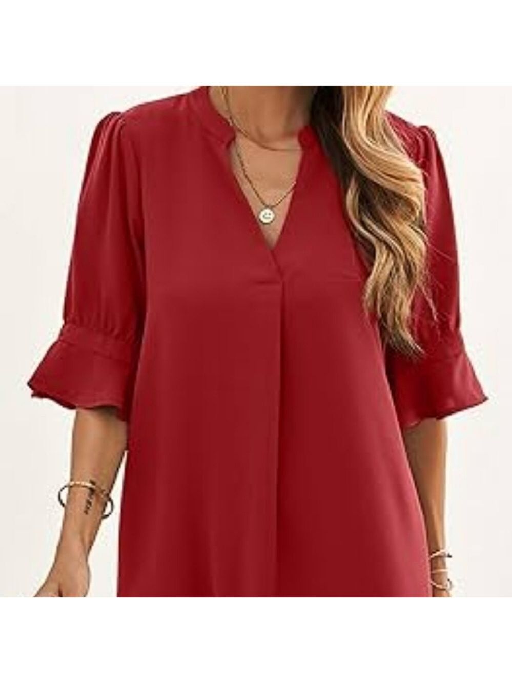 Famulily maroon women's V-neck half sleeve shirt dress. Size Medium. EUC